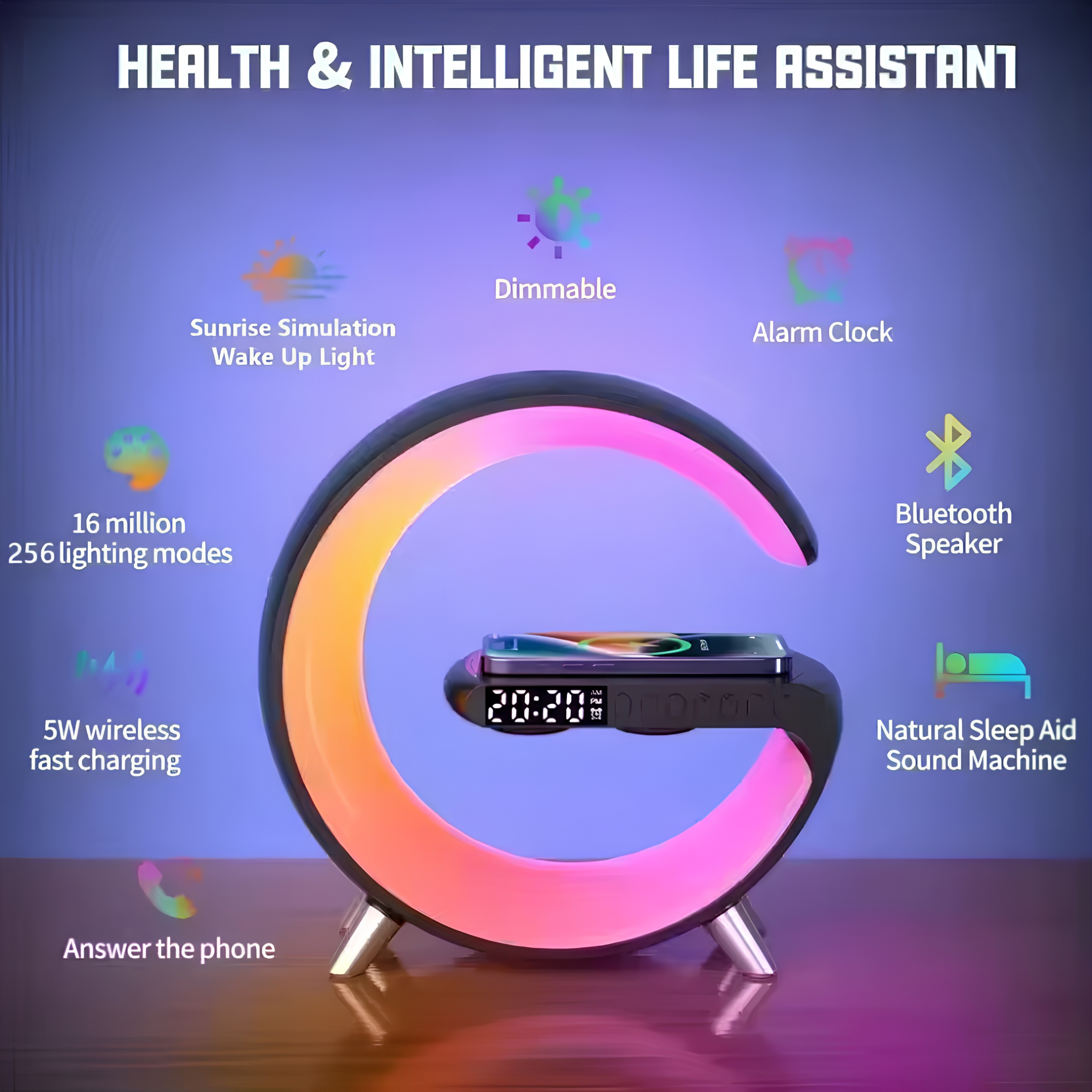 3-in-1 G-Shaped Bluetooth Speaker Lamp